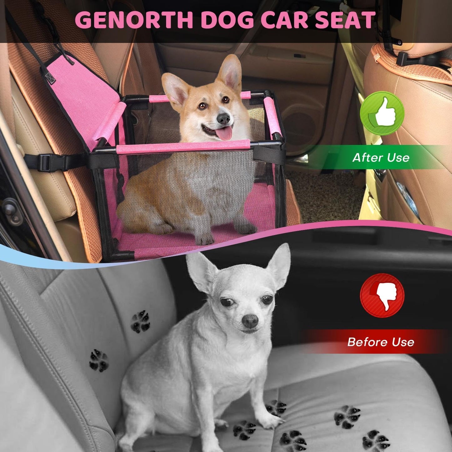 GENORTH Puppy Car Seat for Pets up to 11 lbs